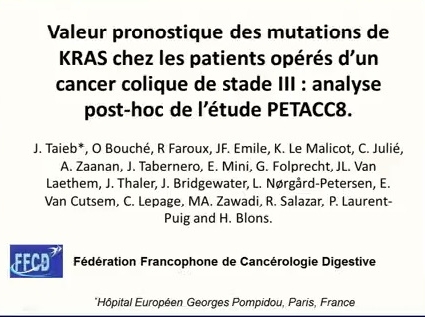 Valeur pronostique des mutations de KRAS chez les patients opérés d’un cancer colique de stade III : analyse post-hoc de l’étude PETACC8