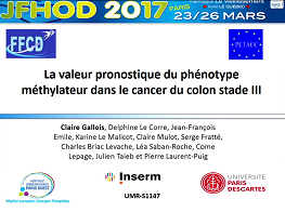 Valeur pronostique du phénotype méthylateur dans le cancer du côlon stade III traité par une chimiothérapie à base de 5-FU et d'oxaliplatine
