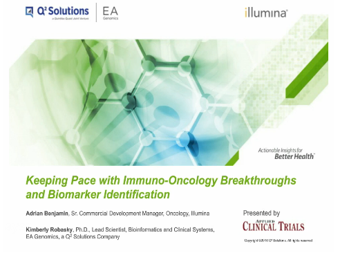 Keeping pace with Immuno-Oncology breakthroughs and biomarker identification