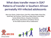 What does adolescent transition mean in sub-Saharan Africa? Predictors of transfer in Southern African perinatally HIV-infected adolescents What does adolescent transition mean in sub-Saharan Africa? Predictors of transfer in Southern African perinatally HIV-infected adolescents